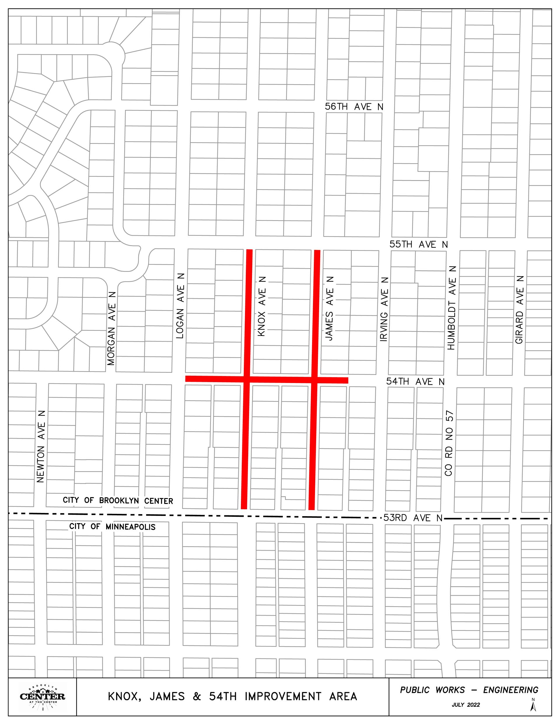 Project Area Map Knox James 54th