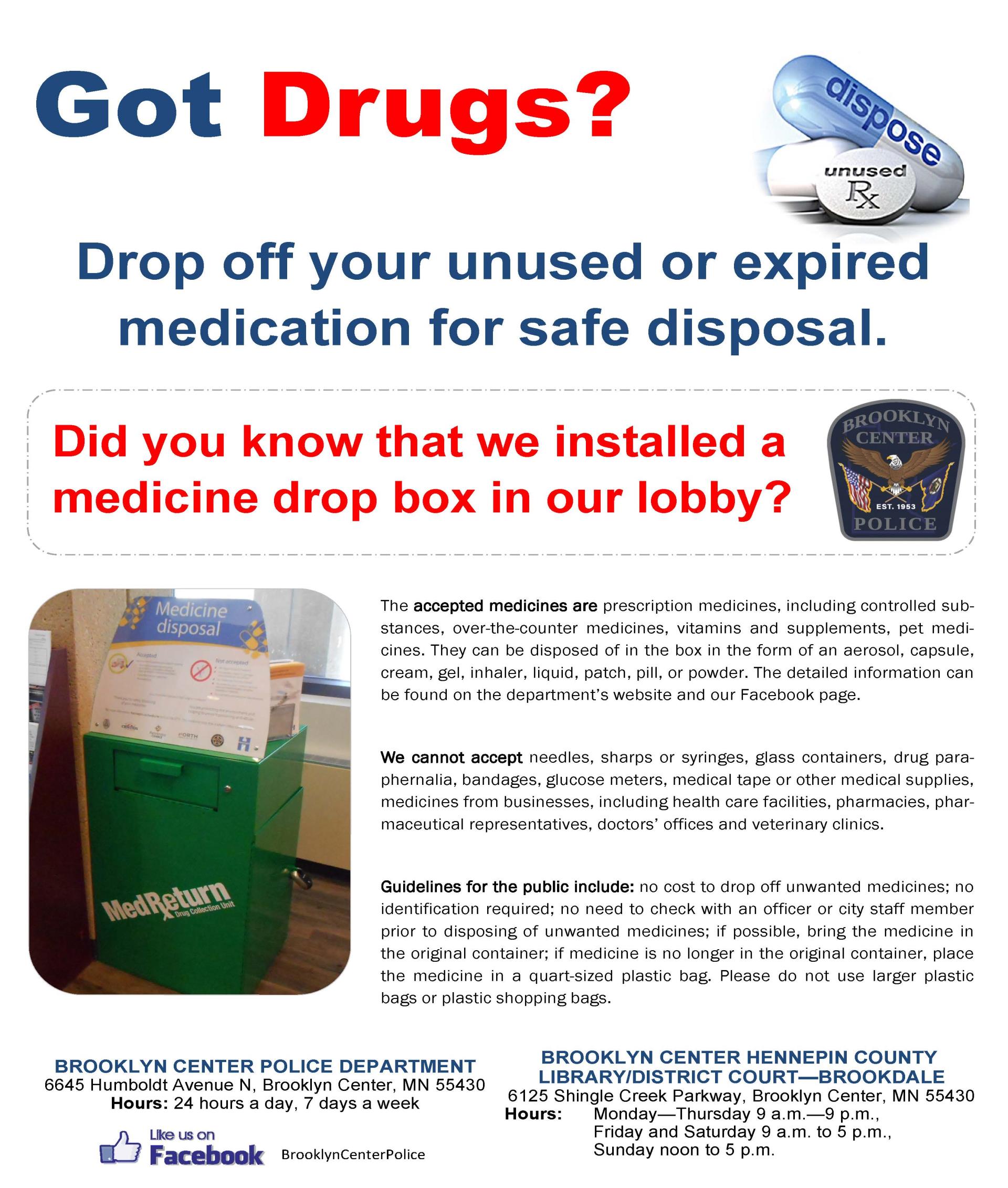 Prescription Drug Take Back Day Bin